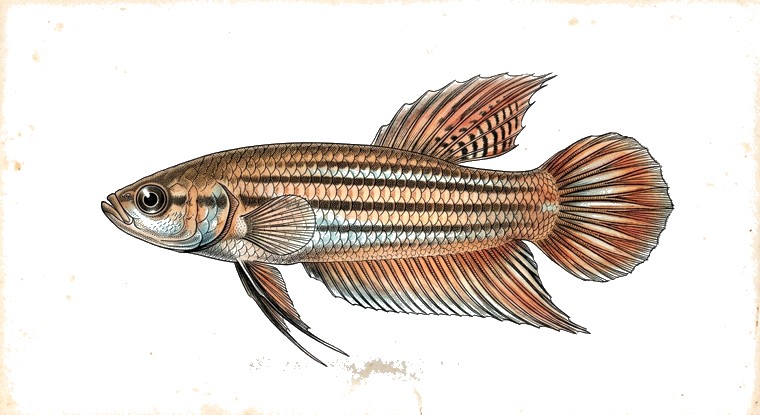 Striped Betta (Betta bellica) illustration