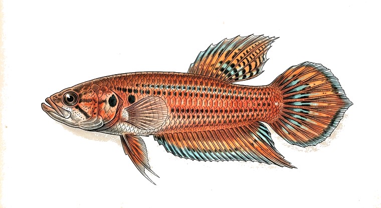 Brunei Beauty (Betta macrostoma) illustration