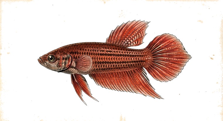 Red Sumatran Betta (Betta rubra) illustration