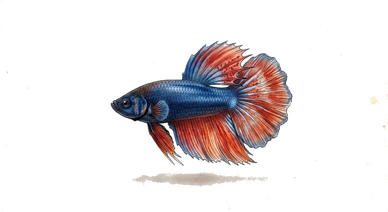 Betta (Siamese Fighting Fish) (Betta splendens) illustration
