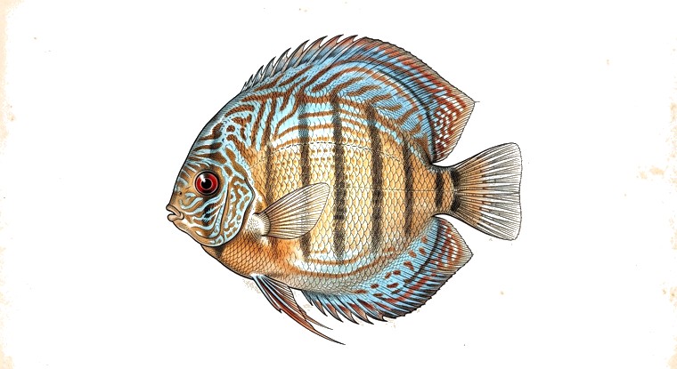 Discus (Symphysodon aequifasciatus) illustration