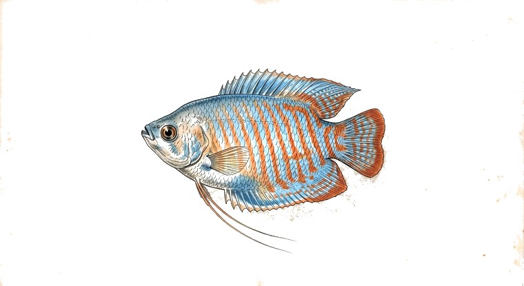 Dwarf Gourami (Trichogaster lalius) illustration