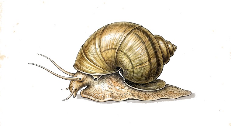 Mystery Snail (Pomacea bridgesii) illustration