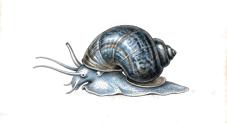 Blue Mystery Snail (Pomacea bridgesii var.) illustration