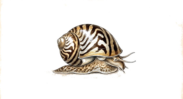 Zebra Nerite Snail (Neritina natalensis var.) illustration