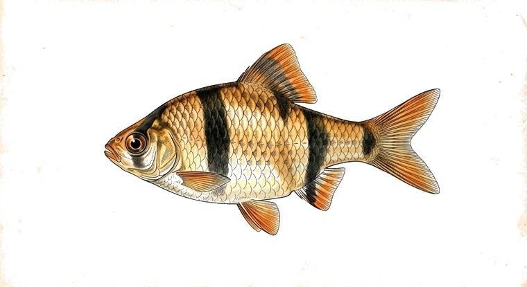 Tiger Barb (Puntigrus tetrazona) illustration