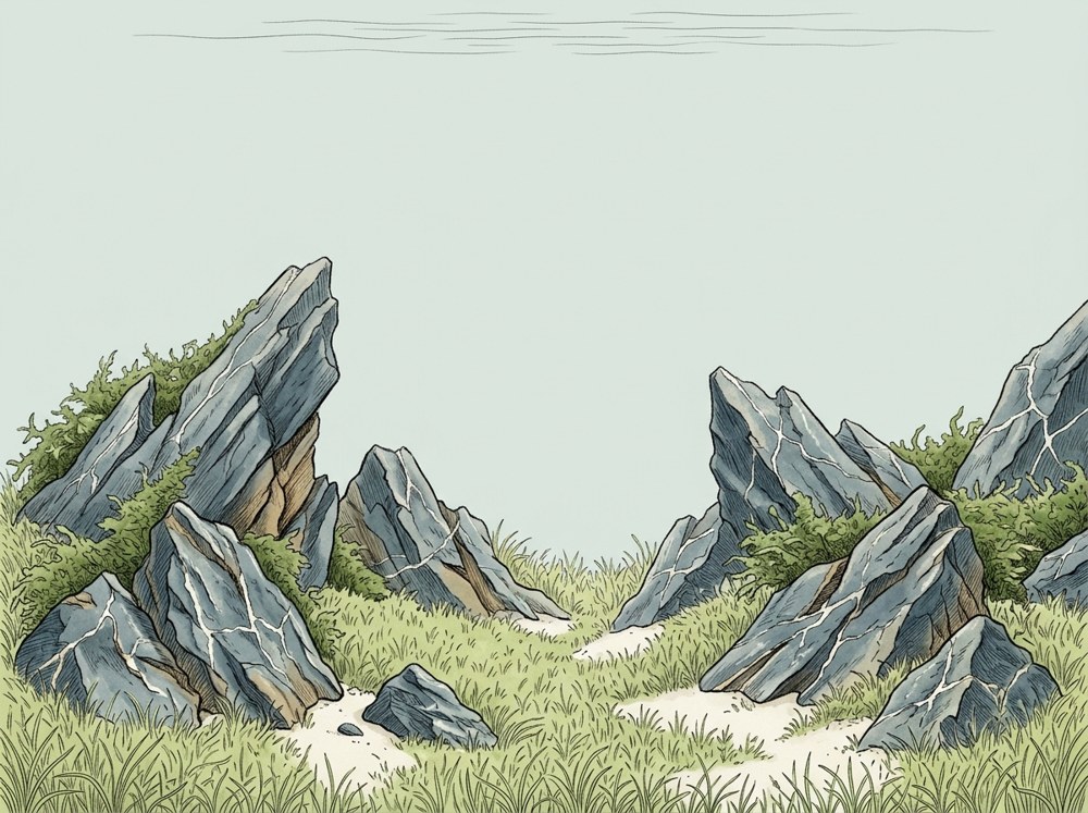 Iwagumi aquascape illustration for a 10-gallon tank