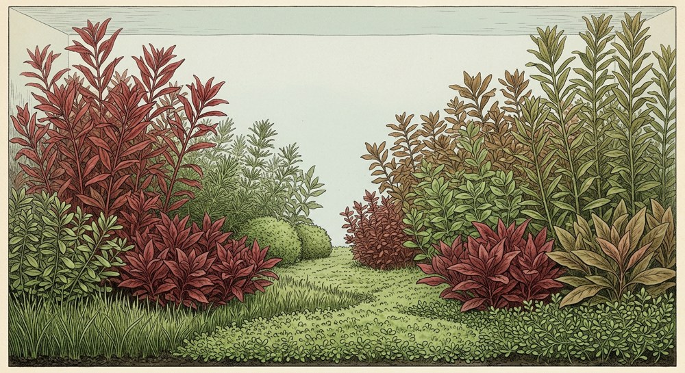 Dutch aquascape illustration for a 20-gallon tank