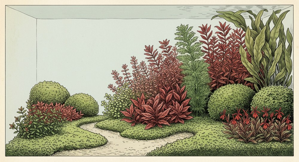 Dutch aquascape illustration for a 40-gallon breeder tank