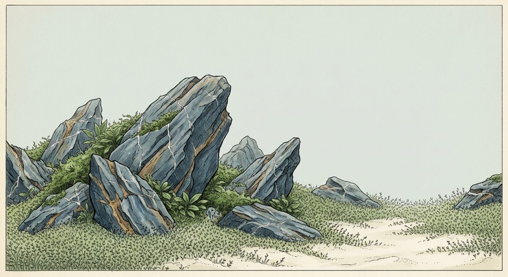 Iwagumi aquascape illustration for a 55-gallon tank