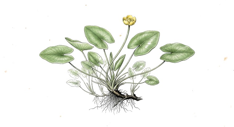 Dwarf Lily (Nuphar) (Nuphar pumila) illustration