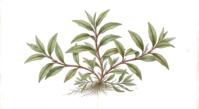 Red Stem Knotweed (Persicaria kawagoeanum) illustration