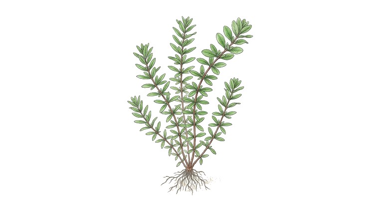 Rotala rotundifolia (green) (Rotala rotundifolia) illustration