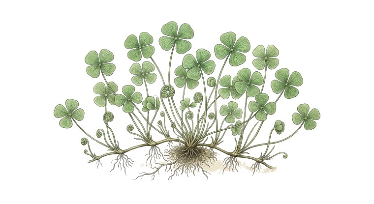 Four-Leaf Clover (Large) (Marsilea quadrifolia) illustration