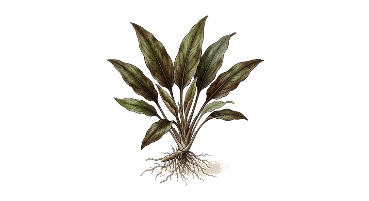 Cryptocoryne albida 'Brown' (Cryptocoryne albida) illustration
