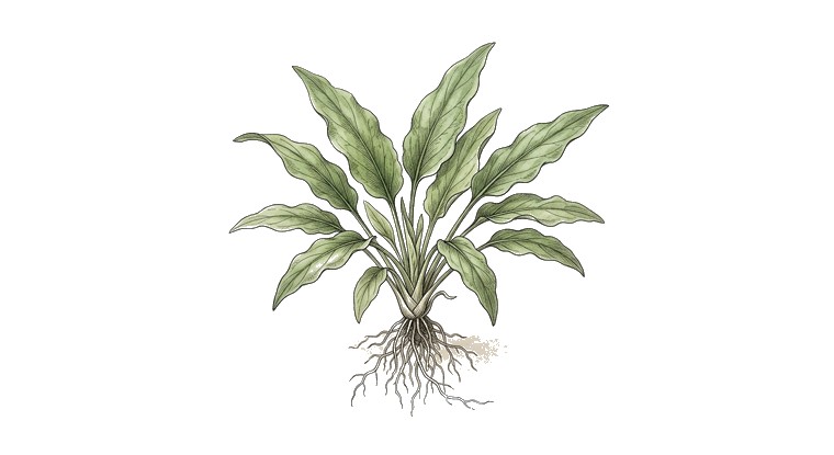 Cryptocoryne lutea (Cryptocoryne lutea) illustration