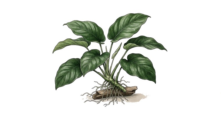 Giant Anubias (Anubias gigantea) illustration