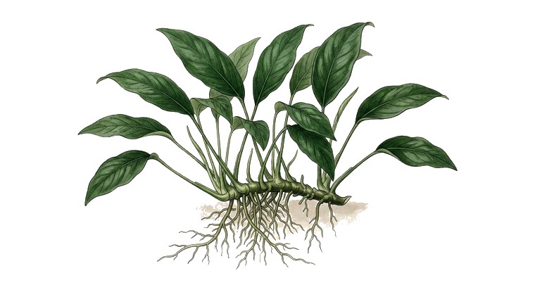 Lance-leaf Anubias (Anubias lanceolata) illustration