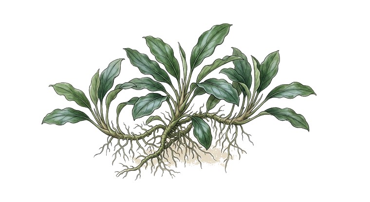 Bucephalandra 'Blue Moon' (Bucephalandra sp. 'Blue Moon') illustration