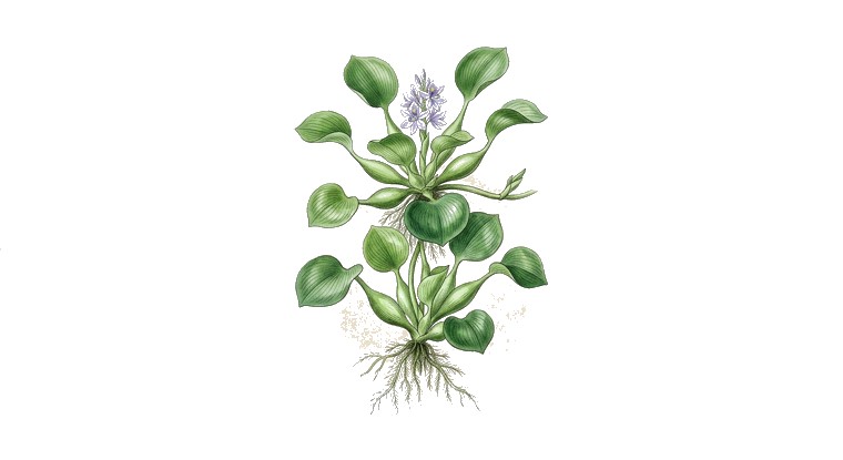 Anchored Water Hyacinth (Eichhornia azurea) illustration