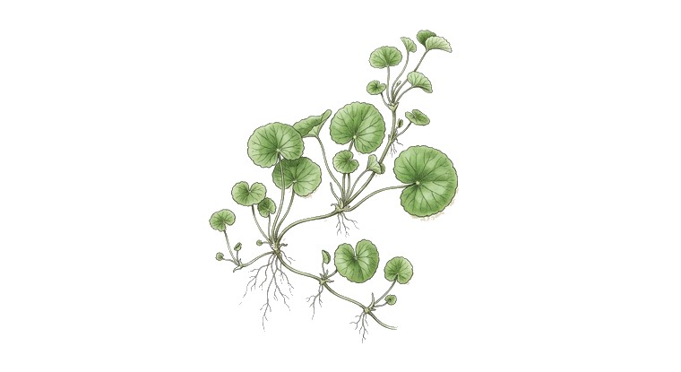 Brazilian Pennywort (Hydrocotyle leucocephala) illustration