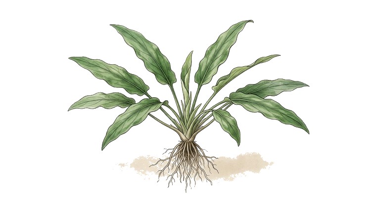 Indian Crypt (Cryptocoryne retrospiralis) illustration