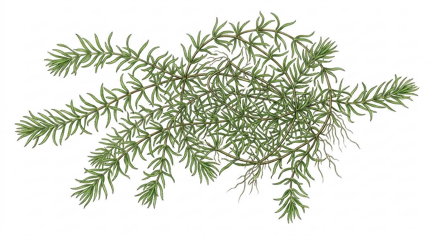 Guppy Grass (Najas guadalupensis) illustration