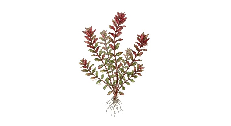 Rotala 'Blood Red' (Rotala rotundifolia 'Blood Red') illustration